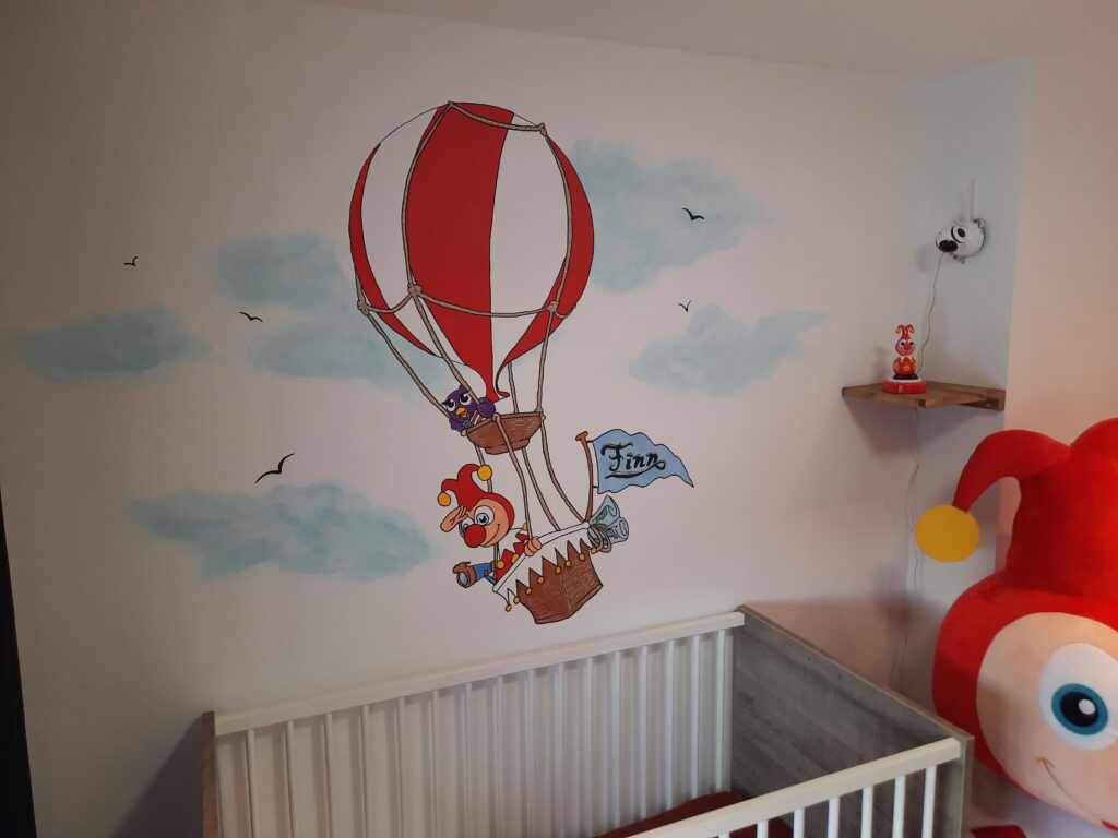 Jokie en Jet babykamer muurschildering Tilburg