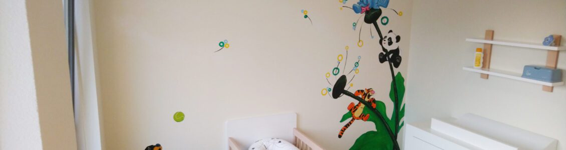 Muurschildering babykamer Rosmalen