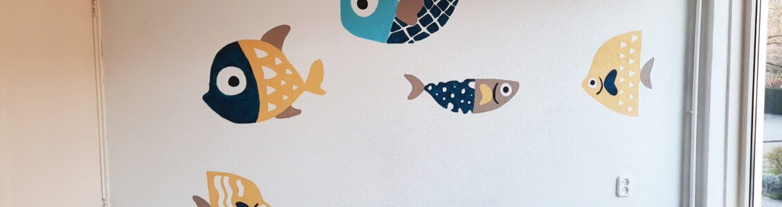 Vissen muurschildering babykamer Eindhoven