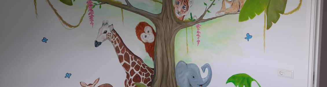 Jungle muurschildering babykamer Someren