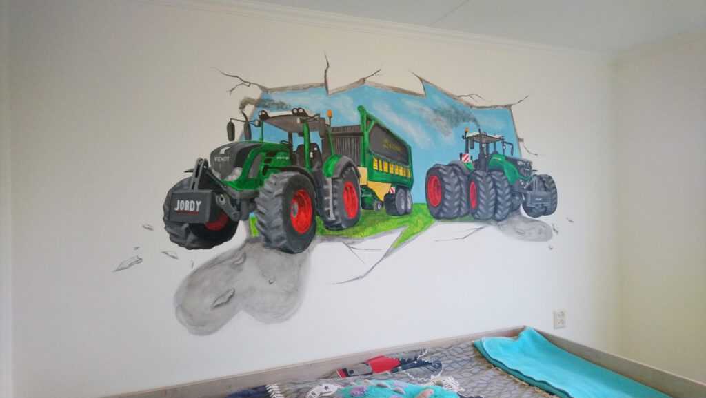 3d muurschildering tractor