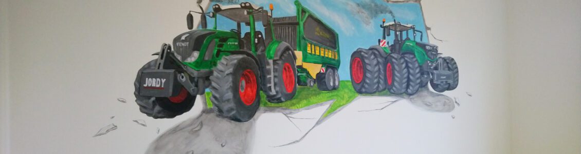 3d muurschildering tractor in Etten-Leur