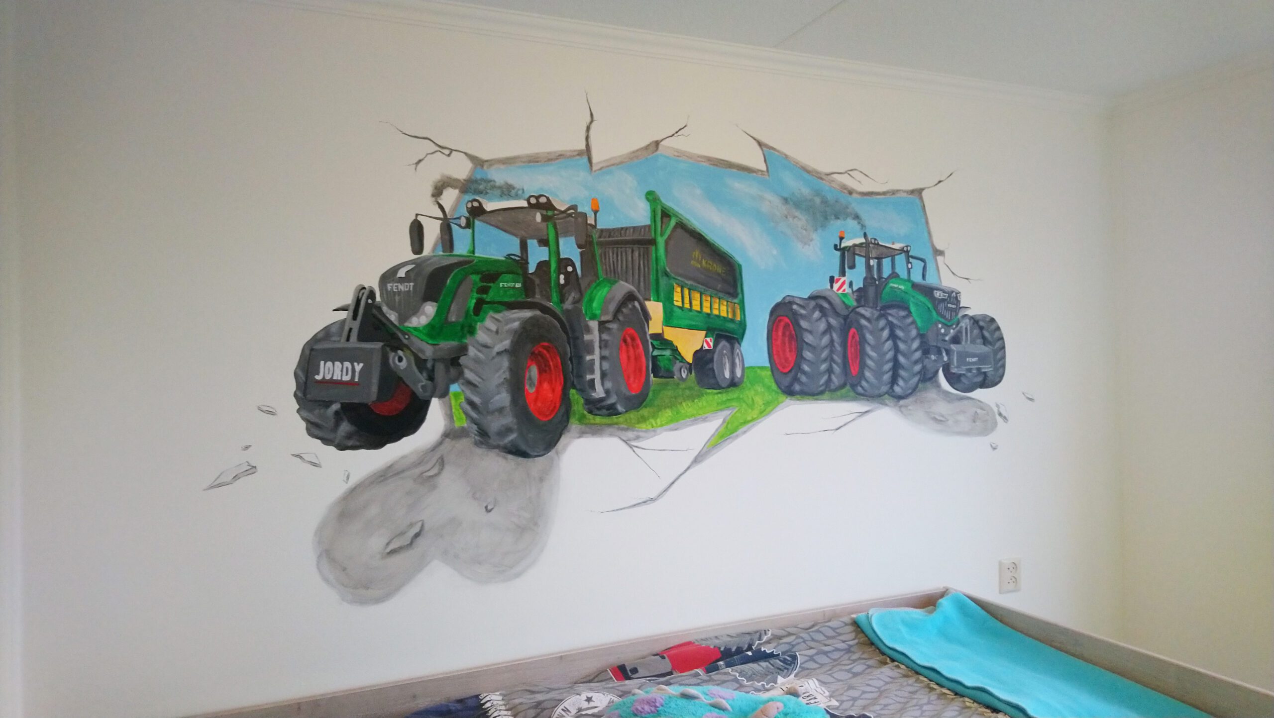 3d muurschildering tractor in Etten-Leur