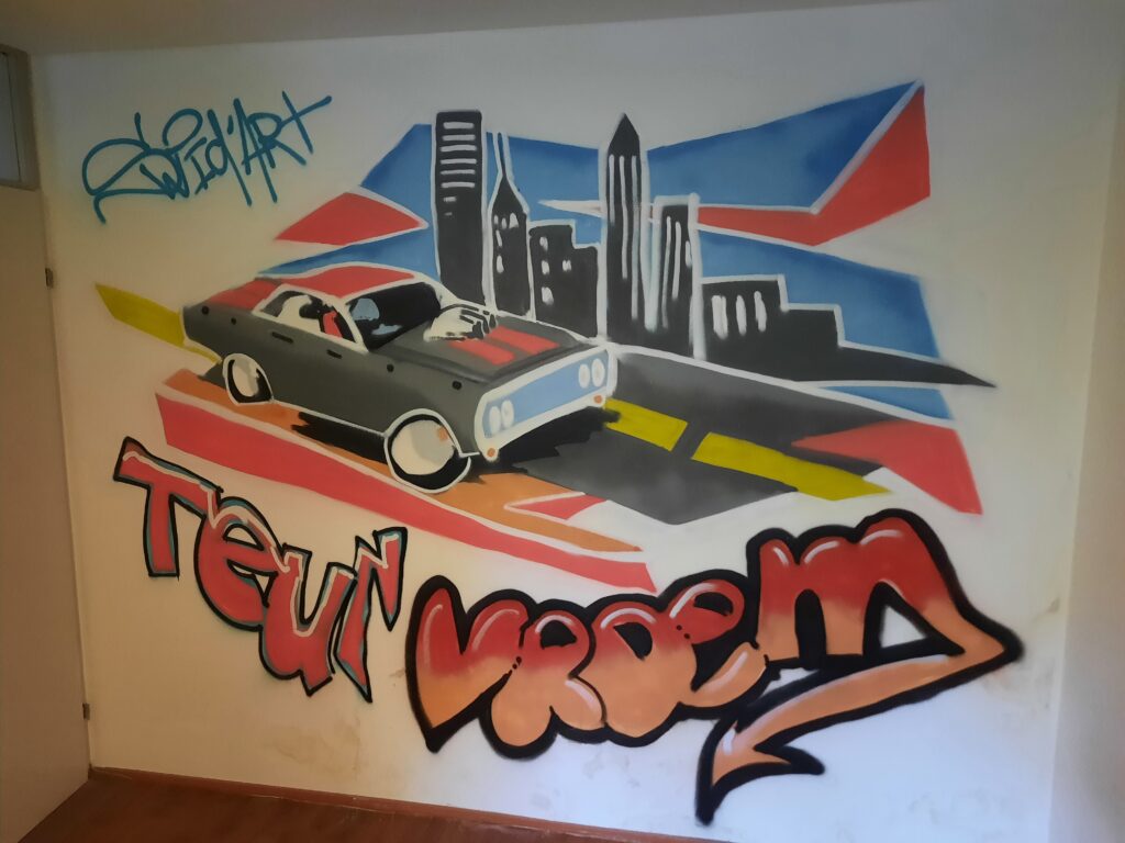 Eindresultaat van de prive graffiti workshop met Teun
