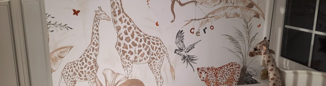 Safari muurschildering in Brunssum