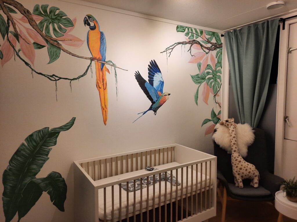 Jungle babykamer muurschildering in Tilburg