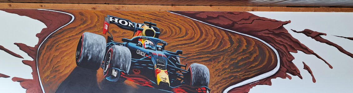 Formule 1 muurschildering in Oud Gastel