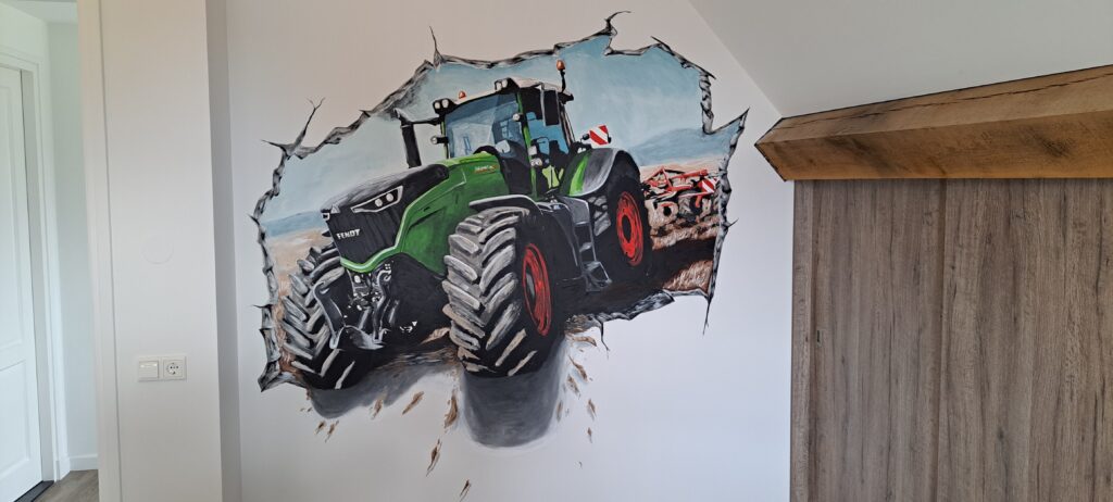 3D tractor muurschildering in Someren