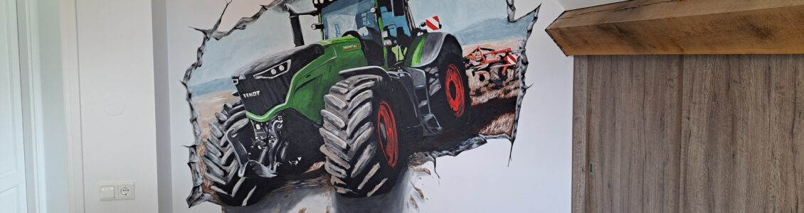 3D tractor muurschildering in Someren