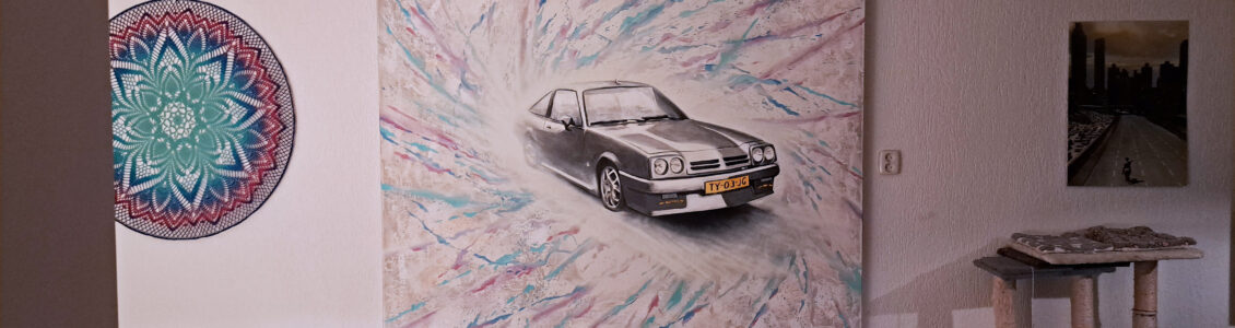 Schilderij van een Opel Manta