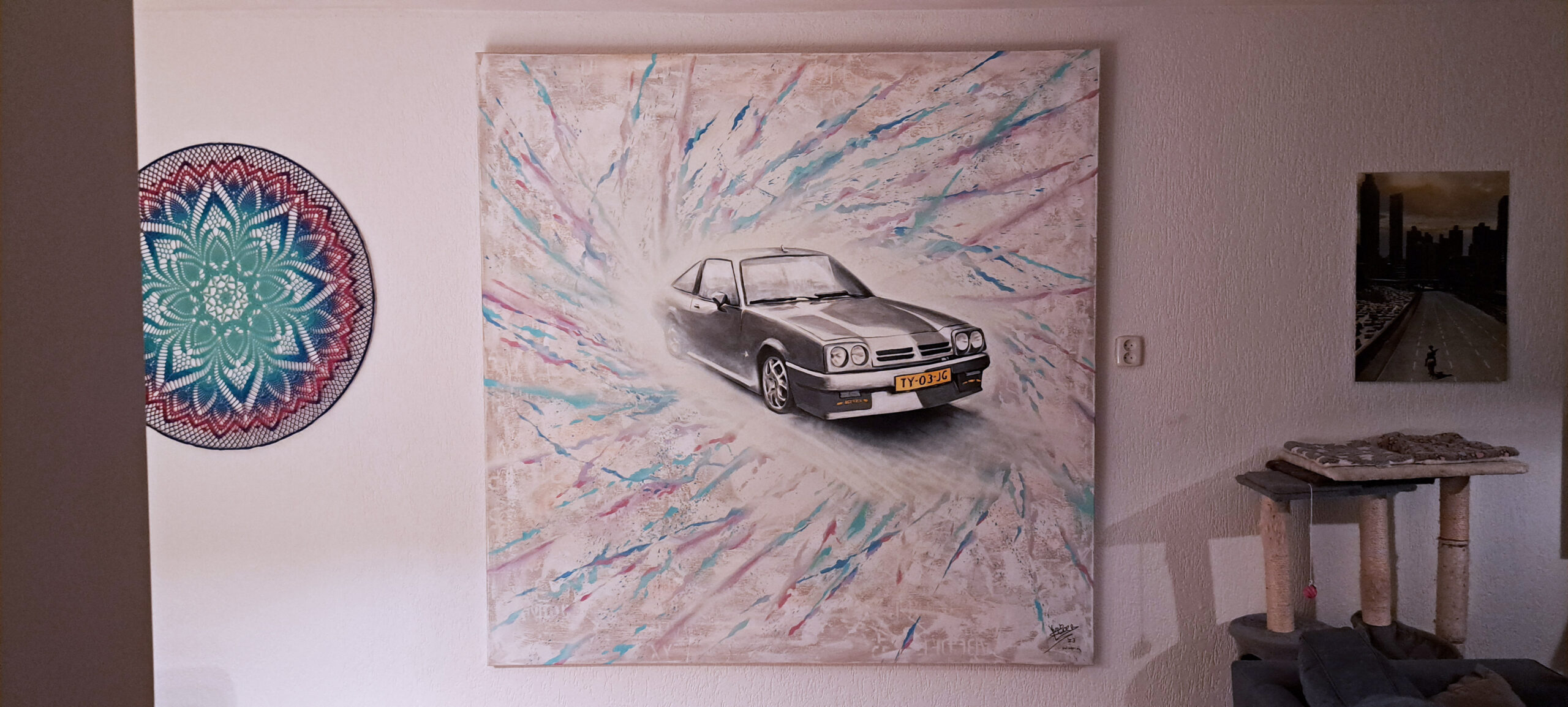 Schilderij van een Opel Manta