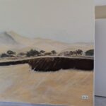 Muurschildering van een woestijnlandschap