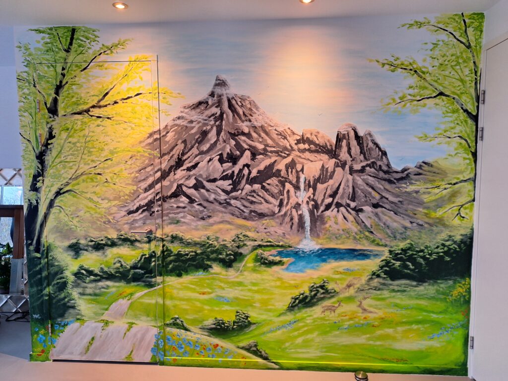 Bob Ross muurschildering in Udenhout